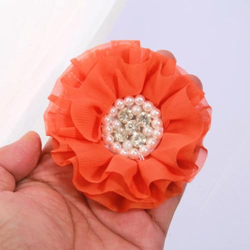 LIUXIN 5 Stück 10 cm Gaze-Organza-Stoff, große Rose, künstlicher Blumenkopf, Hochzeitskleid, Rock, Heimhut, Dekoration von LIUXIN