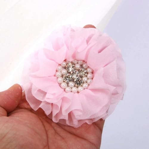 LIUXIN 5 Stück 10 cm Gaze-Organza-Stoff, große Rose, künstlicher Blumenkopf, Hochzeitskleid, Rock, Heimhut, Dekoration von LIUXIN