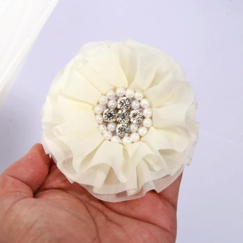 LIUXIN 5 Stück 10 cm Gaze-Organza-Stoff, große Rose, künstlicher Blumenkopf, Hochzeitskleid, Rock, Heimhut, Dekoration von LIUXIN
