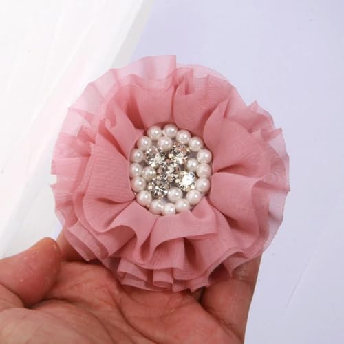 LIUXIN 5 Stück 10 cm Gaze-Organza-Stoff, große Rose, künstlicher Blumenkopf, Hochzeitskleid, Rock, Heimhut, Dekoration von LIUXIN