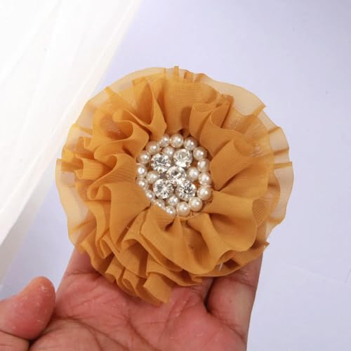 LIUXIN 5 Stück 10 cm Gaze-Organza-Stoff, große Rose, künstlicher Blumenkopf, Hochzeitskleid, Rock, Heimhut, Dekoration von LIUXIN