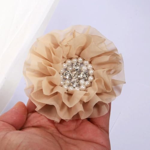LIUXIN 5 Stück 10 cm Gaze-Organza-Stoff, große Rose, künstlicher Blumenkopf, Hochzeitskleid, Rock, Heimhut, Dekoration von LIUXIN