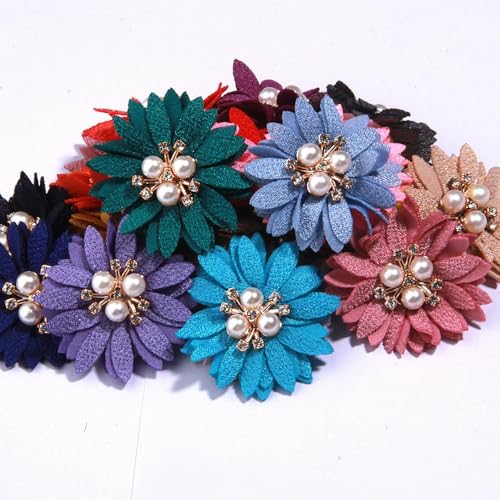 LIUXIN 5 Stück 4,5 cm handgefertigte DIY-Stoff-Kunstblumen, Haar-Accessoires, Kleidungsstücke, Schuhe, Hüte, Dekoration von LIUXIN