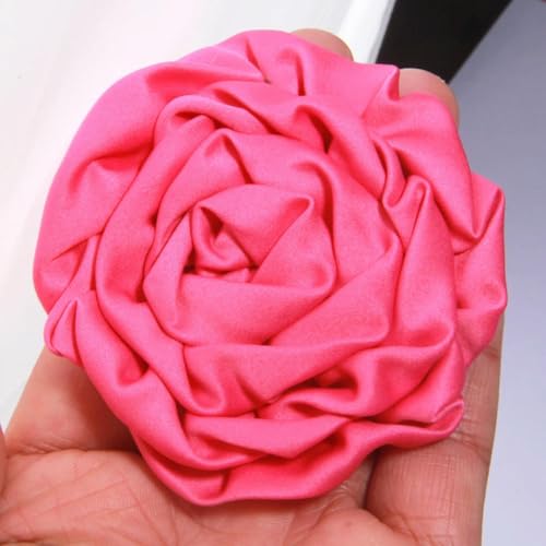 LIUXIN 5 Stück 7,5 cm handgefertigte Rosen-Satin-Stoff-Kunstblumen für Hochzeit, Braut, Kleid, Kleidung, Hüte, Dekoration, Stirnband von LIUXIN