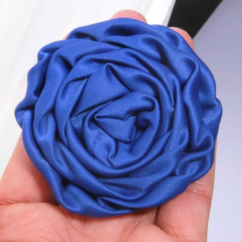 LIUXIN 5 Stück 7,5 cm handgefertigte Rosen aus Satinstoff, künstliche Blumen für Hochzeit, Braut, Kleid, Kleidung, Hüte, Dekoration, Stirnband von LIUXIN