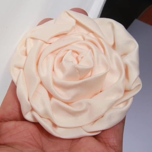 LIUXIN 5 Stück 7,5 cm handgefertigte Rosen aus Satinstoff, künstliche Blumen für Hochzeit, Braut, Kleid, Kleidung, Hüte, Dekoration, Stirnband von LIUXIN