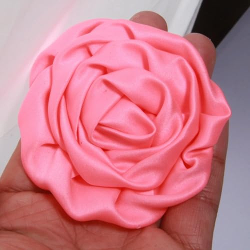 LIUXIN 5 Stück 7,5 cm handgefertigte Rosen aus Satinstoff, künstliche Blumen für Hochzeit, Braut, Kleid, Kleidung, Hüte, Dekoration, Stirnband von LIUXIN