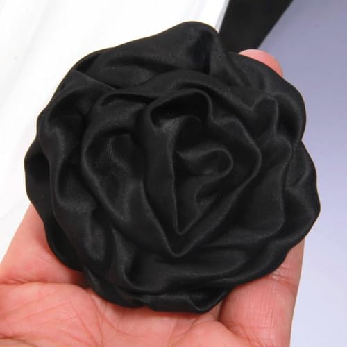 LIUXIN 5 Stück 7,5 cm handgefertigte Rosen aus Satinstoff, künstliche Blumen für Hochzeit, Braut, Kleid, Kleidung, Hüte, Dekoration, Stirnband von LIUXIN