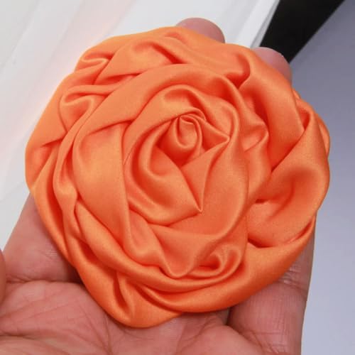 LIUXIN 5 Stück 7,5 cm handgefertigte Rosen aus Satinstoff, künstliche Blumen für Hochzeit, Braut, Kleid, Kleidung, Hüte, Dekoration, Stirnband von LIUXIN