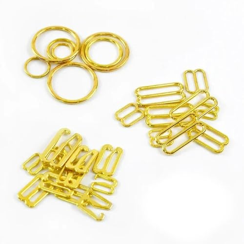 LIUXIN 50 Sets (150 Stück) 6–20 mm Metall-O-Ring-Schnalle für BHS, Unterwäsche, Bikini-Schieber, Einstellverschluss, Kleidungshaken, Nähzubehör von LIUXIN