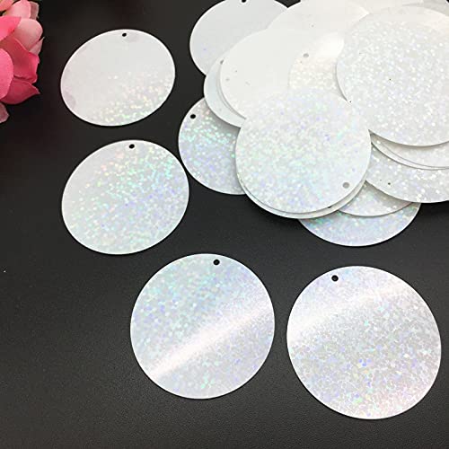 LIUXIN 50 g große runde Pailletten zum Basteln 40 mm Flache PVC-Flocken für Kostüme mit 1 Seitenloch Laser weiße Pailletten LIUXIN 50 g große runde Pailletten zum Basteln 40 mm Flache PVC-Flocken für Kostüme mit 1 Seitenloch Laser weiße Pailletten von LIUXIN