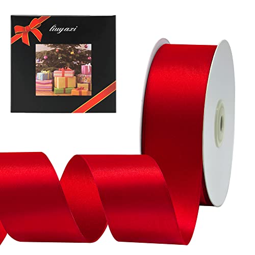 LIUYAXI Rotes doppelseitiges Satinband, 3,8 cm x 45,7 m, Bänder perfekt zum Basteln, Geschenkverpacken, Schleifen und mehr von LIUYAXI