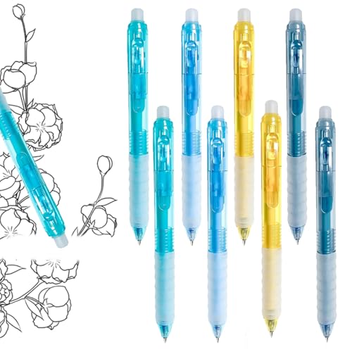 LIUYIDM Blau Kugelschreiber Radierbar 0.5mm Tintenroller Radierbar Einziehbare 8 Stück Nachfüllung（4 Blau + 4 Schwarz） Gel-radierstiften, Geeignet für Schulbedarf, Schulbürobedarf von LIUYIDM