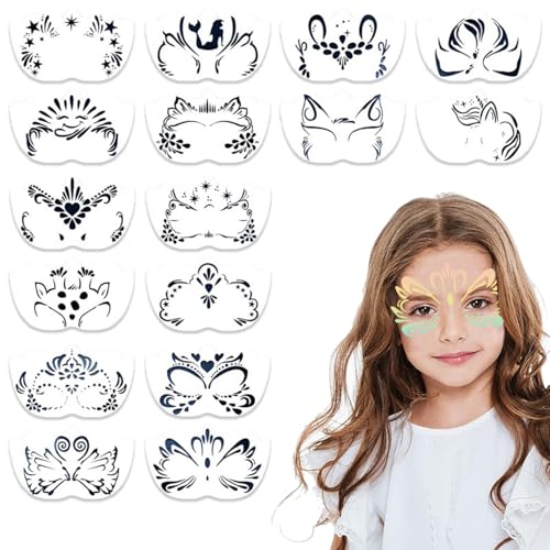 LIUYIDM Schablonen Kinderschminken 16 Stück Face Painting Stencils Wiederverwendbar Gesichtsbemalung Schablone Kinder, Geeignet für Gesichtsbemalung, Halloween-Make-up LIUYIDM Schablonen Kinderschminken 16 Stück Face Painting Stencils Wiederverwendbar Gesichtsbemalung Schablone Kinder, Geeignet für Gesichtsbemalung, Halloween-Make-up von LIUYIDM