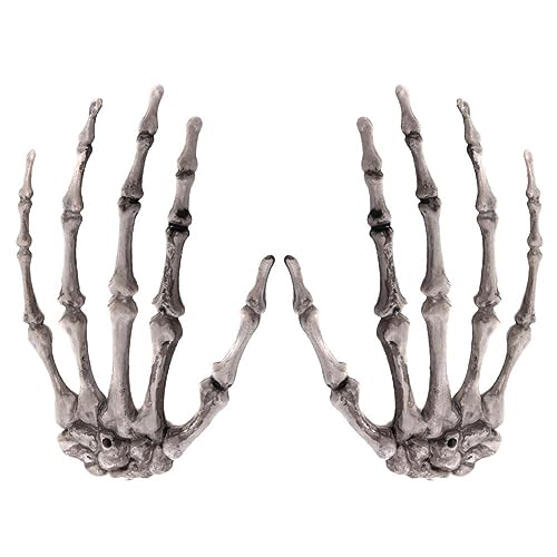 LIUZHIPENG 2 Stück Halloween-Skelett-Hände, lebensgroß, Kunstharz, menschliche Handknochen für Halloween, Zombie, Party, Spukhaus, gruselige Requisiten, Dekorationen von LIUZHIPENG