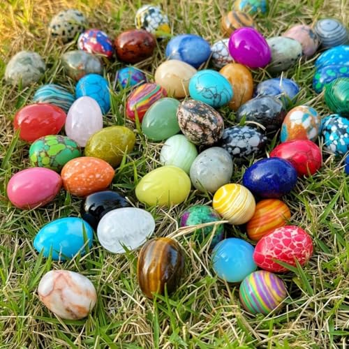 LIUZHIPENG Dekorative Ostereiersteine, oval, polierter Stein, Eierkristall für selbstgemachte Frühlingsdekorationen und Osterdekorationen, zufällige Farben (30 Stück) von LIUZHIPENG