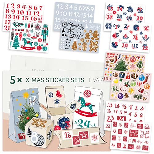 Aufkleber Weihnachten: 325 Schöne Weihnachts Sticker und Zahlenaufkleber 1-24 im Set mit 10 Bögen – Aufkleber Adventskalender Zahlen, Weihnachts Aufkleber – Weihnachten Sticker Adventskalender LIVAIA Aufkleber Weihnachten: 325 Schöne Weihnachts Sticker und Zahlenaufkleber 1-24 im Set mit 10 Bögen – Aufkleber Adventskalender Zahlen, Weihnachts Aufkleber – Weihnachten Sticker Adventskalender LIVAIA von LIVAIA