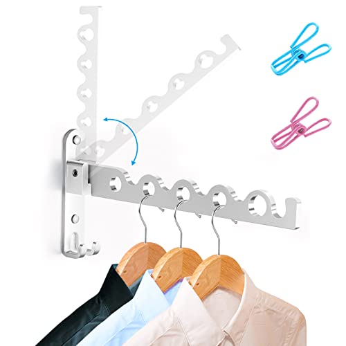 LIVEHITOP Wandkleiderhaken Klappbar, Wand Kleiderständer Klapphaken Aluminium für Waschküche Schlafzimmer Badezimmer (Silber, 1) von LIVEHITOP