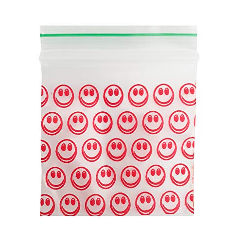 30mm x 30mm kleine Plastiktüten mit Reißverschluss, Verpackungsmaterial, mehrere Farben und Designs - Wählen Sie Ihre Option (Smiley, Packung mit 300 Stück) von LIVERPOOL ENTERPRISES LTD