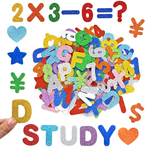 150pcs Glitzer Buchstaben Aufkleber Glitter Schaumstoff Sticker Moosgummi Sticker Selbstklebend Alphabet Zahlen Sticker Zahlen Schaumstoff Bastelset für Kinder DIY Handwerk (A) von LIVESTN