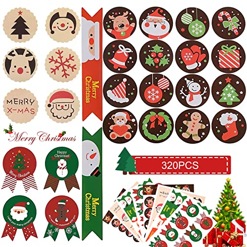 Weihnachtsaufkleber, 320 Stück 25 Blätter Weihnachten Geschenkaufkleber Weihnachten Sticker Weihnachtsdeko Verpackung Etikette, Für Umschlag Geschenktüten Papiertüten Weihnachtskarten von LIVESTN