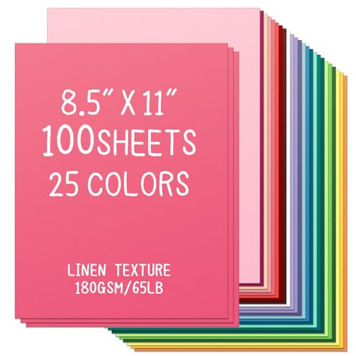 100 Blatt farbiger Karton, 29,5 kg, strukturiertes Konstruktionspapier, Druckerpapier zum Drucken, Kartenherstellung, Scrapbooking, 180 g/m² von LIVHOLIC