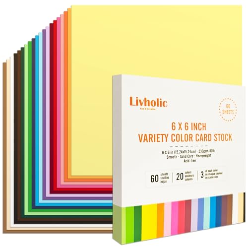 Quadratischer Karton, 15,2 x 15,2 cm, 36,3 kg, 20 verschiedene Farben, für Sammelalben, Bastelarbeiten von LIVHOLIC