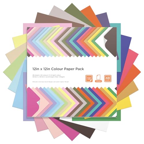 Scrapbook-Papier, 30,5 x 30,5 cm, 48 Blatt, 120 g/m², 14,5 kg, helle Pastelltöne und Helligkeit, 24 Farben, für Cricut-Maker, Scrapbooking, Papierbastelarbeiten Scrapbook-Papier, 30,5 x 30,5 cm, 48 Blatt, 120 g/m², 14,5 kg, helle Pastelltöne und Helligkeit, 24 Farben, für Cricut-Maker, Scrapbooking, Papierbastelarbeiten von LIVHOLIC
