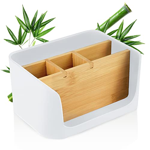 LIVONDO ECO Schreibtisch Organizer | Tisch- Büro- Kosmetik- Organizer | Handy & Tablet Halterung | Stiftehalter Schreibtisch | Briefablage | Serviettenhalter | home office storage (klein, weiß) von LIVONDO