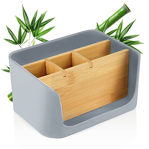 LIVONDO ECO Schreibtisch Organizer | Tisch- Büro- Kosmetik- Organizer | Handy & Tablet Halterung | Stiftehalter Schreibtisch | Briefablage | Serviettenhalter | home office storage (klein, grau) von LIVONDO