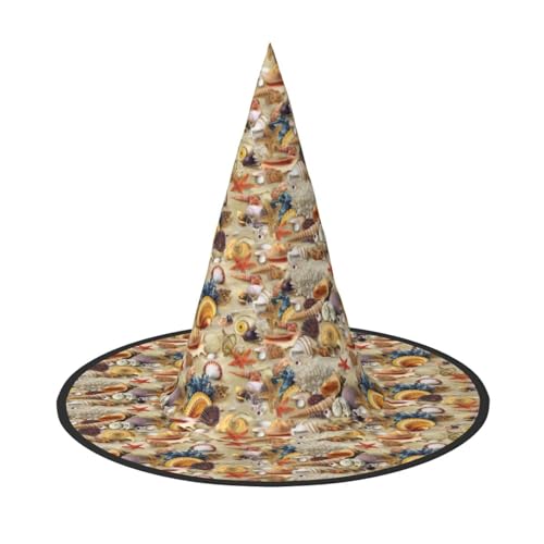 LIXLZH Seestern Muschel Sandstrand Thema Druck Hut Partyzubehör Kostüm Zubehör Zauberer Maskerade Halloween Hut LIXLZH Seestern Muschel Sandstrand Thema Druck Hut Partyzubehör Kostüm Zubehör Zauberer Maskerade Halloween Hut von LIXLZH