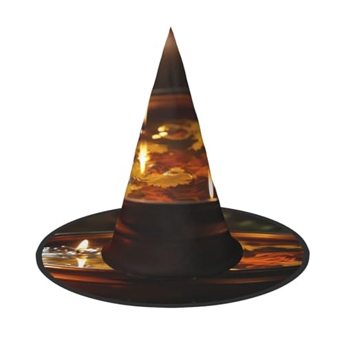 LIXLZH Spa-Kerzen-Aufdruck, Partyzubehör, Kostümzubehör, Zauberer, Maskerade, Halloween-Hut, spitzer Hut LIXLZH Spa-Kerzen-Aufdruck, Partyzubehör, Kostümzubehör, Zauberer, Maskerade, Halloween-Hut, spitzer Hut von LIXLZH
