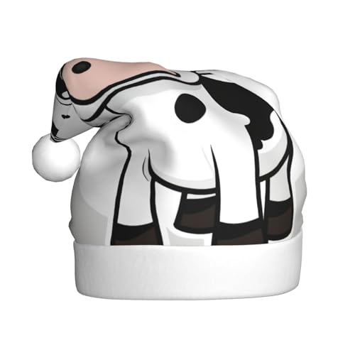 LIXLZH Weihnachtsmütze mit Cartoon-Milchkuh-Aufdruck, Unisex, Wintermütze, niedlich, auffällig von LIXLZH