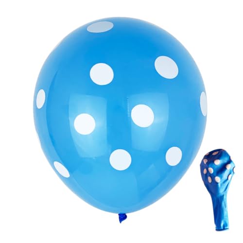 LIXSAZSE 100 Stück Polka Dot Balloons Latex Wave Point Balloon Layout Bunte Atmosphäre Arrangement Foto Requisiten zum Feiern, Dunkelblauer/weißer Punkt von LIXSAZSE