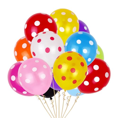LIXSAZSE 100 Stück Polka Dot Balloons Latex Wave Point Balloon Layout Bunte Atmosphäre Arrangement Foto Requisiten zum Feiern, Gemischter/Wave Punkt von LIXSAZSE