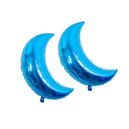 LIXSAZSE 2 Stück Partydekorationen Aluminiumfolie Material Große Größe Hausbedarf Mondförmige Atmosphäre Anordnung Elastischer Ballon, Blau von LIXSAZSE