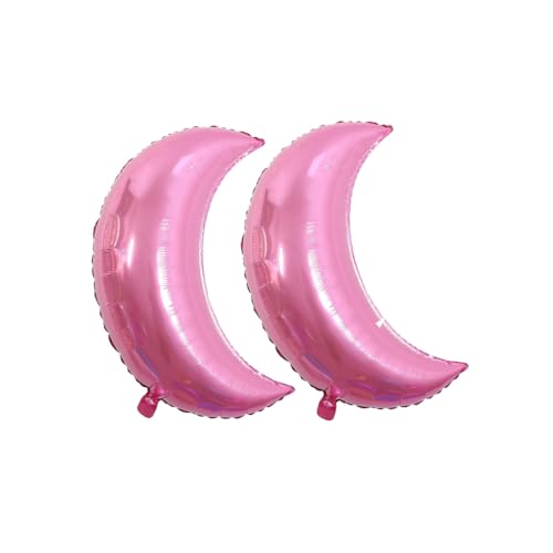 LIXSAZSE 2 Stück Partydekorationen Aluminiumfolie Material Große Größe Hausbedarf Mondförmige Atmosphäre Anordnung Elastischer Ballon, Rosa von LIXSAZSE