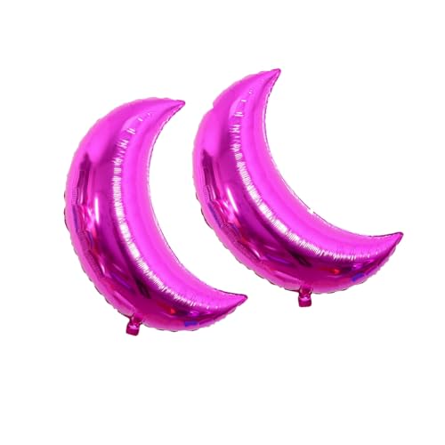 LIXSAZSE 2 Stück Partydekorationen Aluminiumfolie Material Große Größe Hausbedarf Mondförmige Atmosphäre Anordnung Elastischer Ballon, Rosenrot von LIXSAZSE