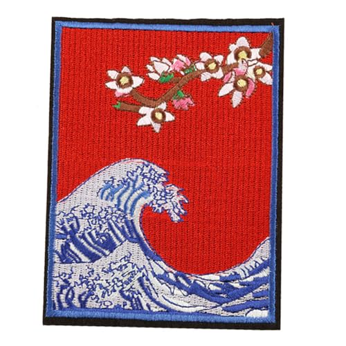 LIXSAZSE Gestickter Aufnäher Great Wave Off Kanagawa, kein Bügeln, praktischer Haushaltsbedarf, Daunenjacken Reparaturverschönerung für Hemden, D3R C 4 4 von LIXSAZSE