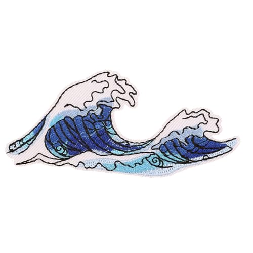 LIXSAZSE Gestickter Aufnäher Great Wave Off Kanagawa, kein Bügeln, praktischer Haushaltsbedarf, Daunenjacken Reparaturverschönerung für Hemden, D3R C 4 6 von LIXSAZSE