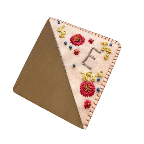 LIXSAZSE Niedliche Blumen Buchstaben Stick Lesezeichen. Vielseitigkeit der in den meisten Büchern erhältlichen, personalisierten handgestickten Eck Lesezeichen aus Filz, Herbst E von LIXSAZSE