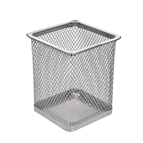 LIXSAZSE Stifthalter aus Netzstoff, rund, quadratisch, Topfbehälter, Schreibtisch, Schreibwaren, Kosmetik, Organizer, Büro, Schule, Zuhause, Wohnheim Dekoration, Quadratisch/Silber LIXSAZSE Stifthalter aus Netzstoff, rund, quadratisch, Topfbehälter, Schreibtisch, Schreibwaren, Kosmetik, Organizer, Büro, Schule, Zuhause, Wohnheim Dekoration, Quadratisch/Silber von LIXSAZSE