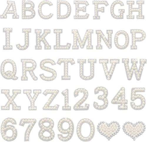 38 Stück Perlen Strass zum Aufbügeln, LIYDE Glitzer, Alphabet, Zahlen, Applikationen A-Z, Perlen, Strass, englische Buchstaben, Bling Perle Herz, Reparatur, bestickt zum Aufnähen auf Patches 38 Stück Perlen Strass zum Aufbügeln, LIYDE Glitzer, Alphabet, Zahlen, Applikationen A-Z, Perlen, Strass, englische Buchstaben, Bling Perle Herz, Reparatur, bestickt zum Aufnähen auf Patches von LIYDE