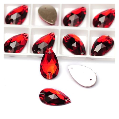 tianwandong K9 Glas 3230 Tropfenförmige Siam-Steine ​​zum Aufnähen, rote Glaskristalle, for Nähen von Strasssteinen, Tropfen-Strass-Dekoration for Kleidung(11x18mm-20pcs) von LIYIANWAN