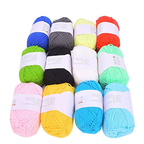 12 Farben Milch Baumwollgarn Weiches Häkelbaby Strickwollgarn für Schals Schals Pullover Hüte Schuhe von LIYJTK