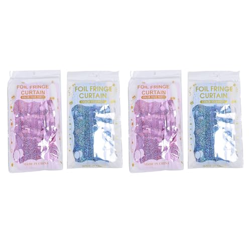 4-teiliges Set Lametta-Türvorhang, metallischer Fransenvorhang für Partys (Blau+Pink) von LIYJTK