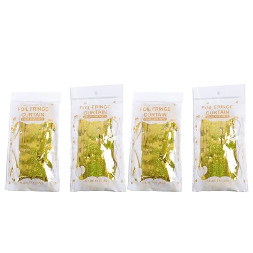 4-teiliges Set Lametta-Türvorhang, metallischer Fransenvorhang für Partys (Gold) von LIYJTK