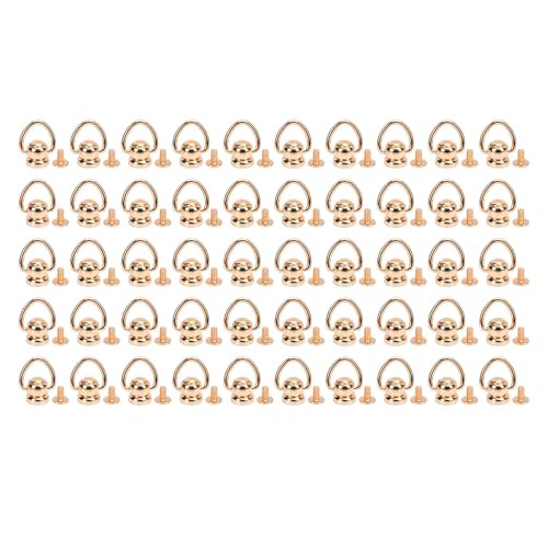 50 Set -Bolzen -Legierungs -Dekorationsschraub Rundkopf Nieten mit Ring -Handwerk -Reparaturzubehör (Gold) von LIYJTK