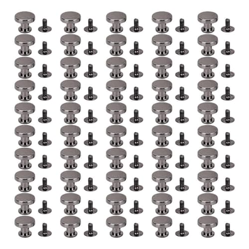 50 Sets Niet schraube Kopf rund 12mm 6mm gekreuzter Eisens chu blade Griff Leder Handwerk (Grau) von LIYJTK