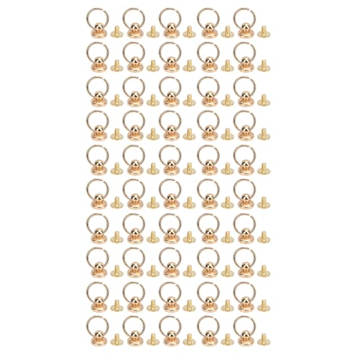 50 Sets Screwback Round Head Niet mit Pull Ring Zink Legierung Nieten für Telefongehäusegürtel (Gold) von LIYJTK